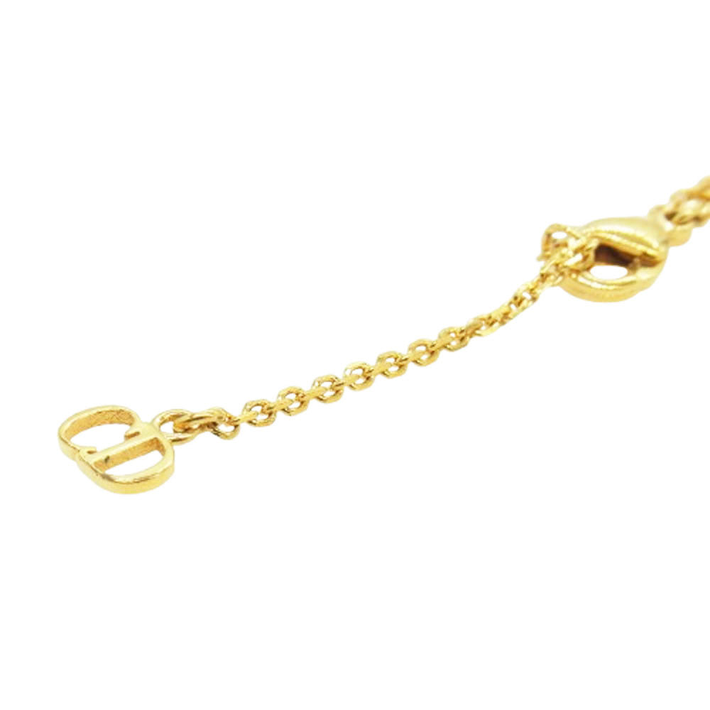 Christian Dior クリスチャンディオール N1033CDLCY D301 クレールディーリュヌ CDアイコン レジンパール クリスタルラインストーン ネックレス ゴールド系【中古】