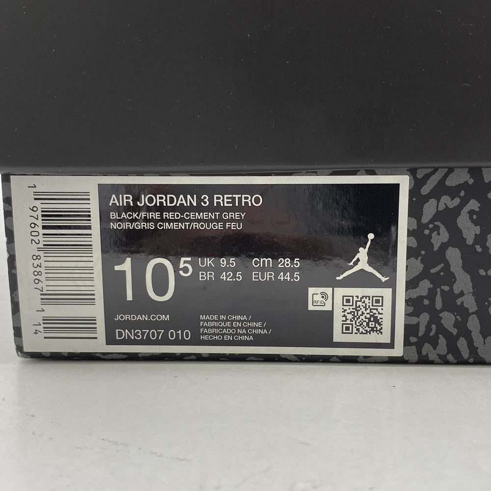 NIKE ナイキ DN3707-010 AIR JORDAN 3 BLACK CEMENT AJ3 エアジョーダン3 セメント スニーカー ブラック系 28.5cm【極上美品】【中古】