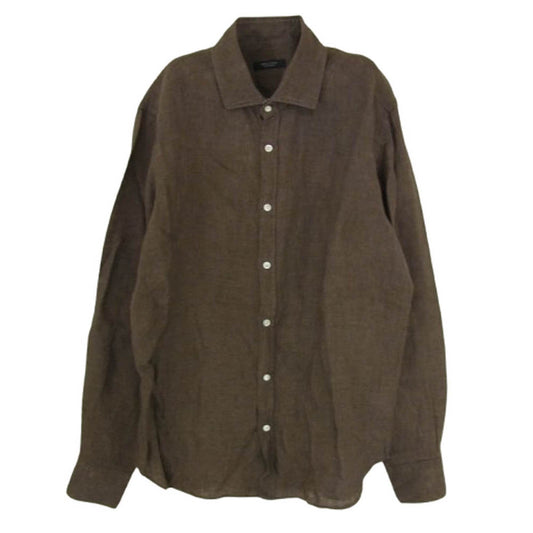アルコディオ C-GIN 52101 リネン 長袖 シャツ ダークブラウン系 M【中古】