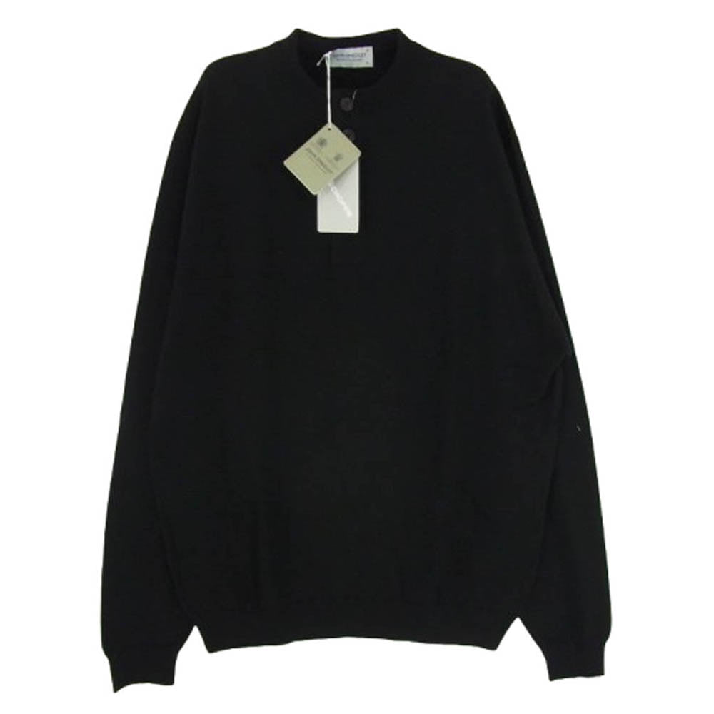 JOHN SMEDLEY ジョンスメドレー A4614 GRANDAD ヘンリーネック ニット 長袖 カットソー ブラック系 M【極上美品】【中古】