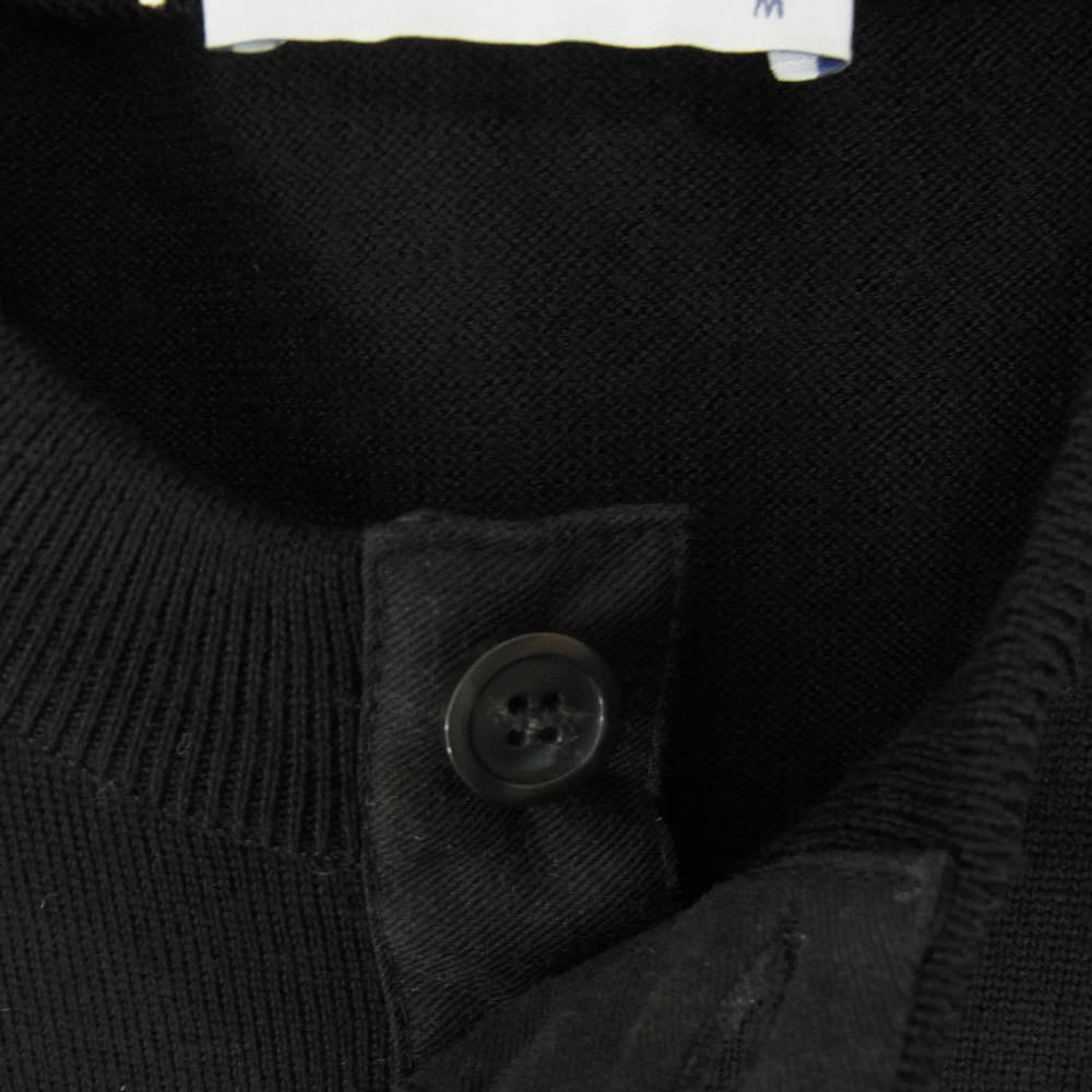 JOHN SMEDLEY ジョンスメドレー A4614 GRANDAD ヘンリーネック ニット 長袖 カットソー ブラック系 M【極上美品】【中古】