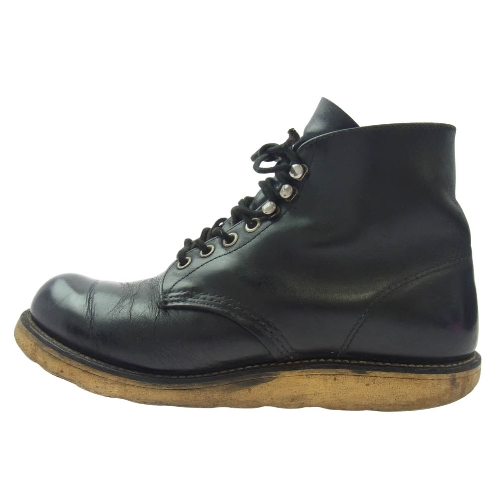 RED WING レッドウィング 8165 刺繍羽タグ プレーントゥ ブーツ ブラック系 US7.5D【中古】