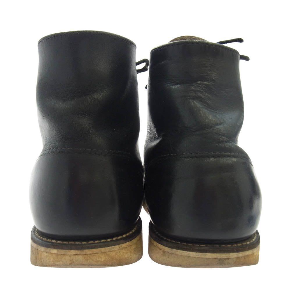 RED WING レッドウィング 8165 刺繍羽タグ プレーントゥ ブーツ ブラック系 US7.5D【中古】