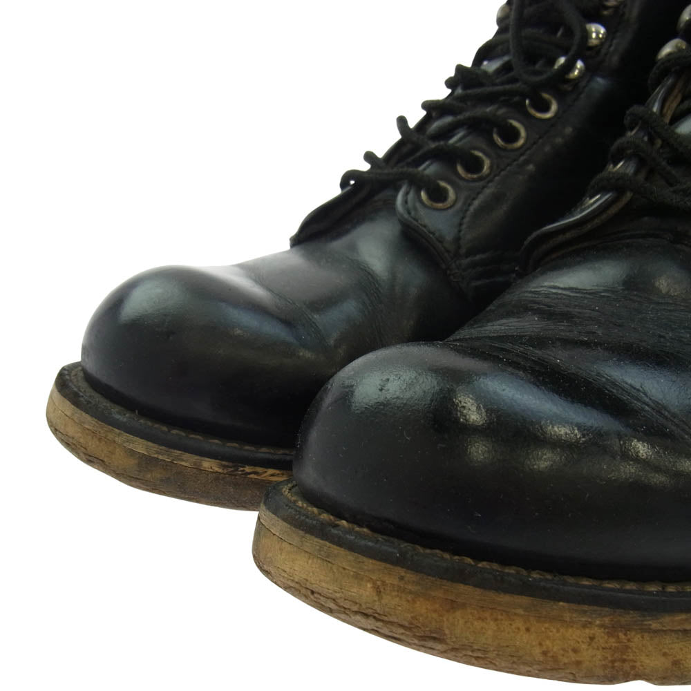 RED WING レッドウィング 8165 刺繍羽タグ プレーントゥ ブーツ ブラック系 US7.5D【中古】