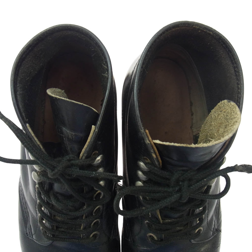 RED WING レッドウィング 8165 刺繍羽タグ プレーントゥ ブーツ ブラック系 US7.5D【中古】