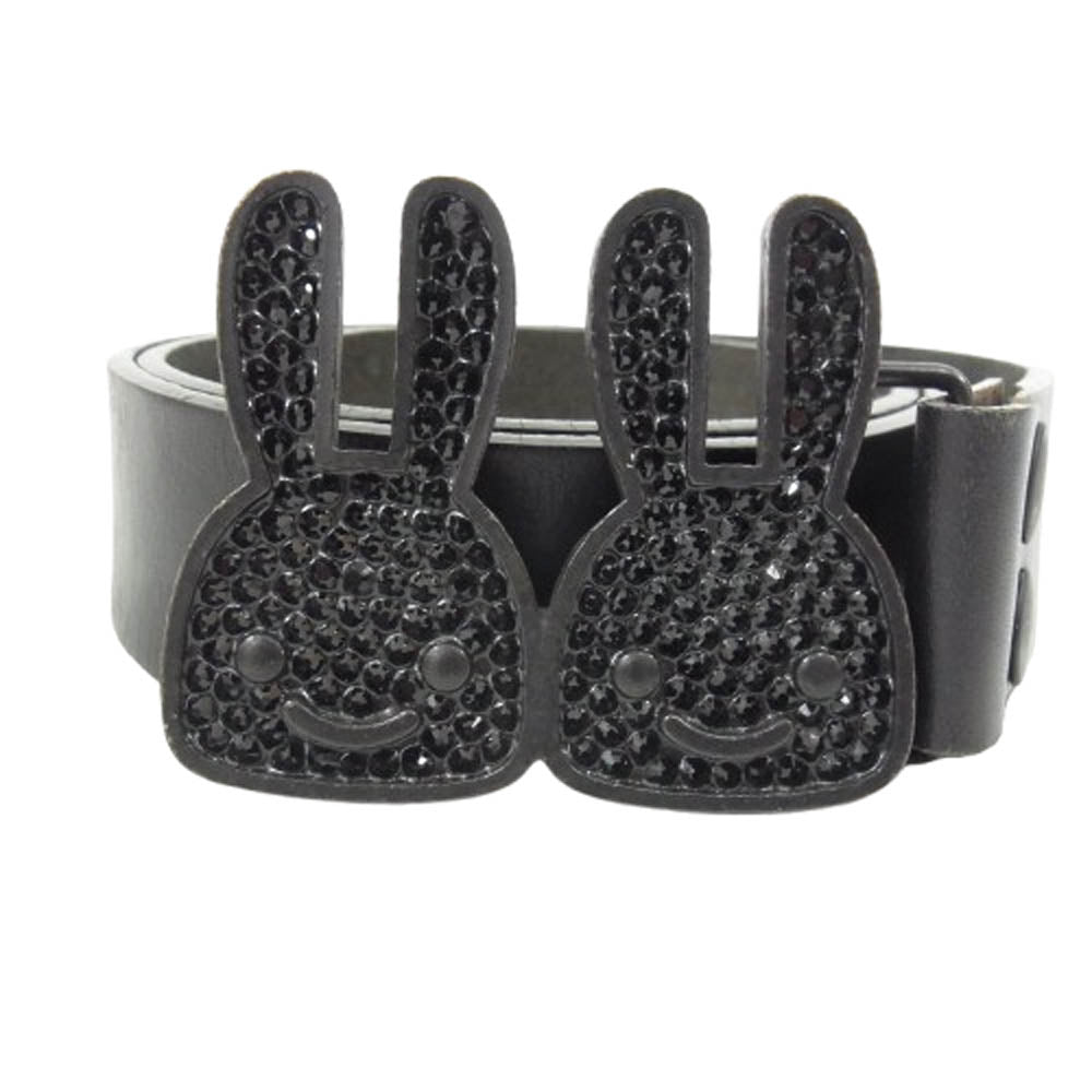 キューン レザーベルト バックル ブラック系【中古】
