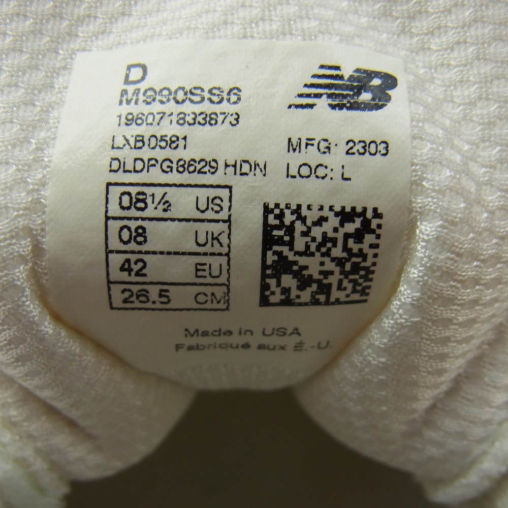 NEW BALANCE ニューバランス U990SS6 USA製 990V6 Beige ベージュ ローカット スニーカー オフホワイト系 D 26.5cm【新古品】【未使用】【中古】