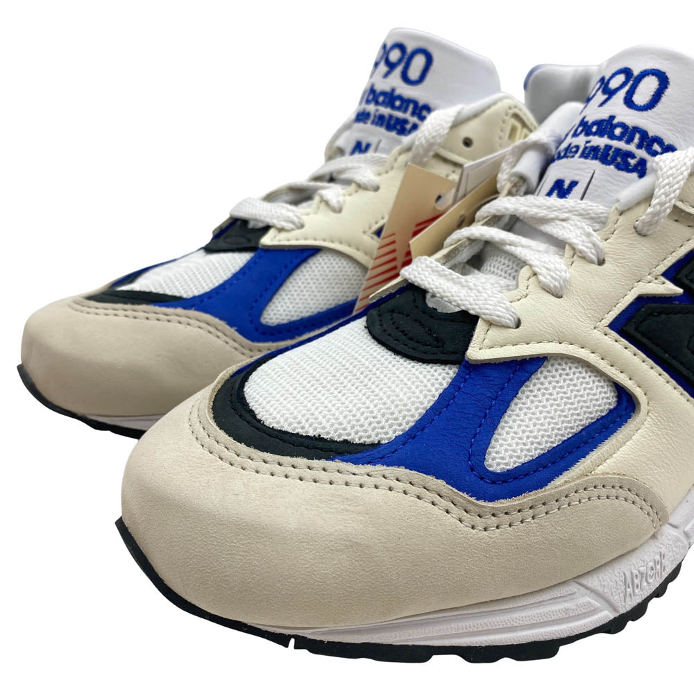 NEW BALANCE ニューバランス 22AW M990WB2 USA製 990 V2 White Navy ホワイト ネイビー ローカット スニーカー ベージュ系 26.5cm【新古品】【未使用】【中古】