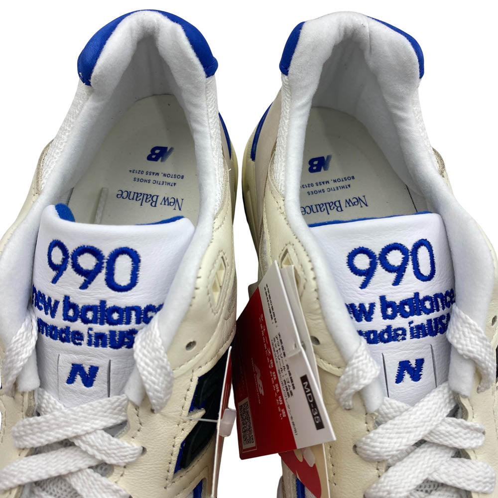 NEW BALANCE ニューバランス 22AW M990WB2 USA製 990 V2 White Navy ホワイト ネイビー ローカット スニーカー ベージュ系 26.5cm【新古品】【未使用】【中古】