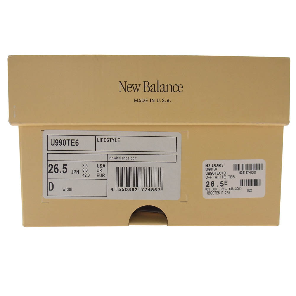 NEW BALANCE ニューバランス 23AW U990TE6 USA製 990 V6 PALE YELLOW ペール イエロー ローカット スニーカー イエロー系 26.5cm【極上美品】【中古】