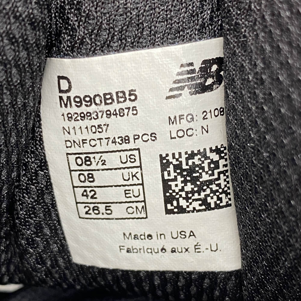 NEW BALANCE ニューバランス M990BB5 USA製 990V5 トリプル ブラック ローカット スニーカー ブラック系 D 26.5cm【新古品】【未使用】【中古】