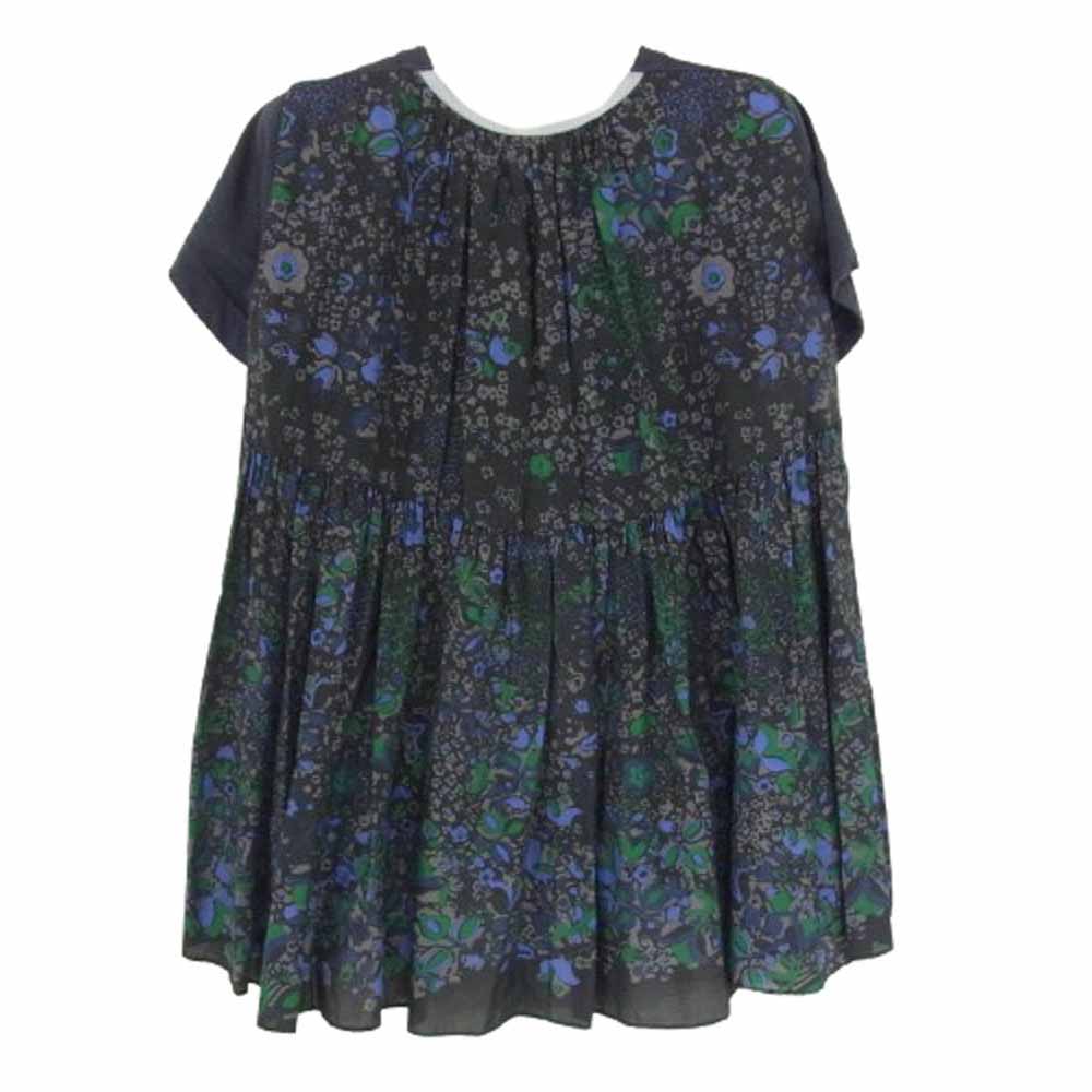 Sacai サカイ 15-02248 フラワープリント コンビネーション バックフレア Tシャツ ブラック系 1【中古】