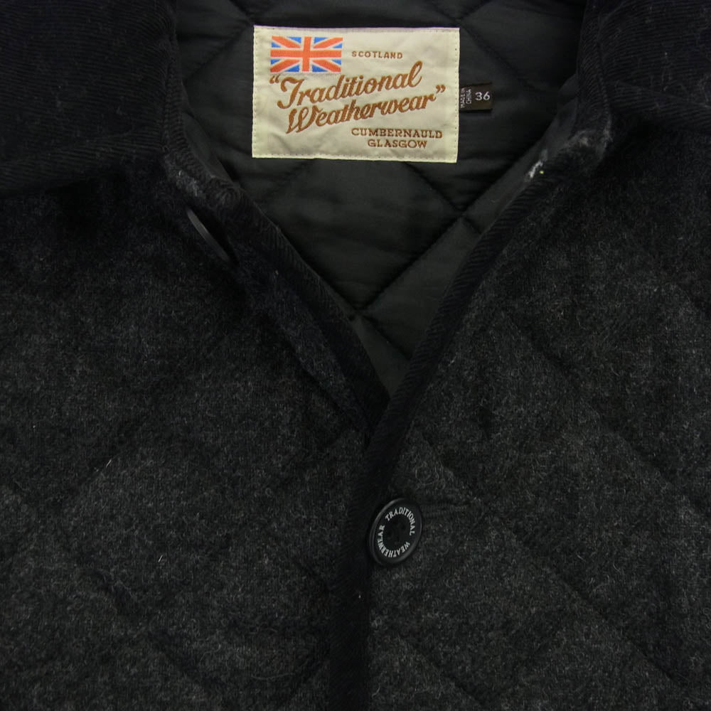 Traditional Weatherwear トラディショナルウェザーウェア 142AP-1001B ウール キルティング ジャケット グレー系 ブラック系 36【中古】