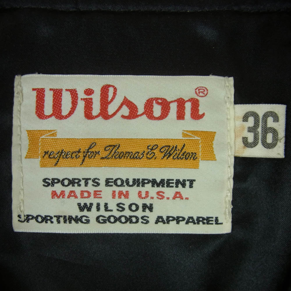 wilson ウィルソン 襟裏レザー切替 ウール メルトン スタジアム ジャケット スタジャン ネイビー ネイビー系 36【中古】
