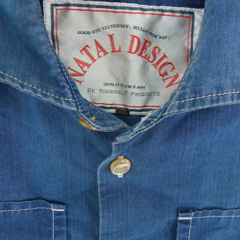 NATAL DESIGN ネイタルデザイン ダブルポケット デニム 半袖 シャツ インディゴブルー系 S【中古】