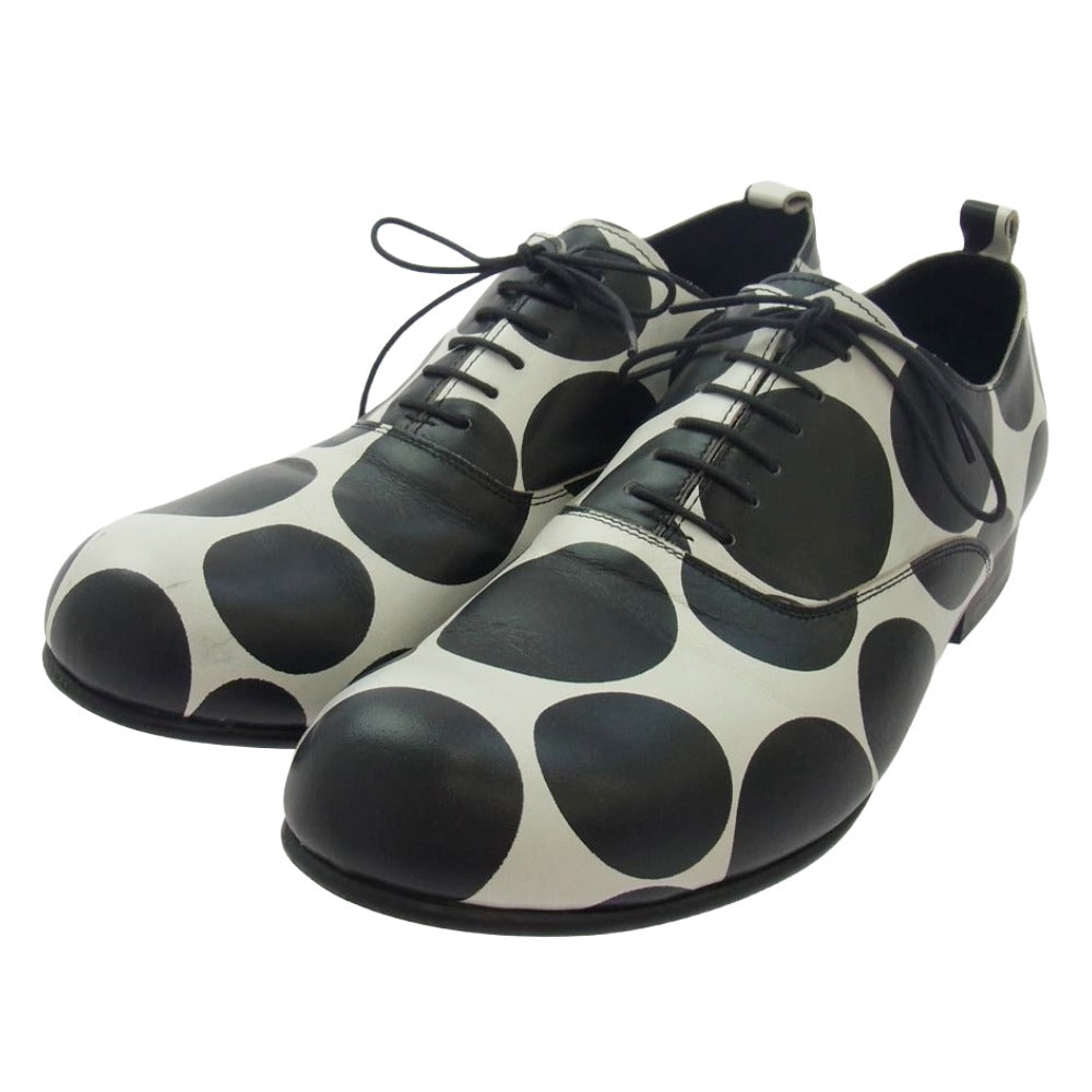 COMME des GARCONS HOMME PLUS コムデギャルソンオムプリュス 13SS PK-K105 内羽根 ドット柄 レザー オックスフォード シューズ ブラック系 ホワイト系 27.0cm【中古】