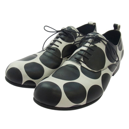 COMME des GARCONS HOMME PLUS コムデギャルソンオムプリュス 13SS PK-K105 内羽根 ドット柄 レザー オックスフォード シューズ ブラック系 ホワイト系 27.0cm【中古】