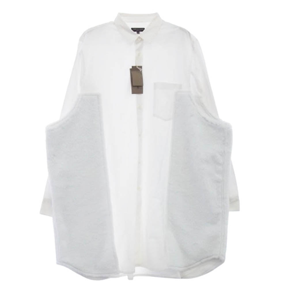 COMME des GARCONS HOMME PLUS コムデギャルソンオムプリュス AD2018 PB-B015 ファー切替 ボアサイドパネルデザイン オーバーサイズ ロング 長袖 シャツ ホワイト系 M【中古】