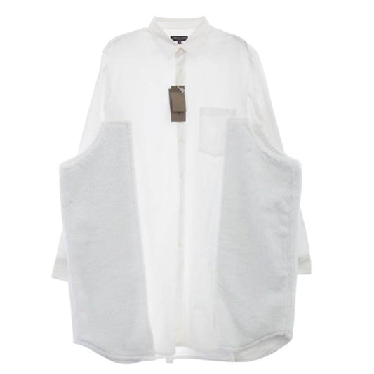 COMME des GARCONS HOMME PLUS コムデギャルソンオムプリュス AD2018 PB-B015 ファー切替 ボアサイドパネルデザイン オーバーサイズ ロング 長袖 シャツ ホワイト系 M【中古】