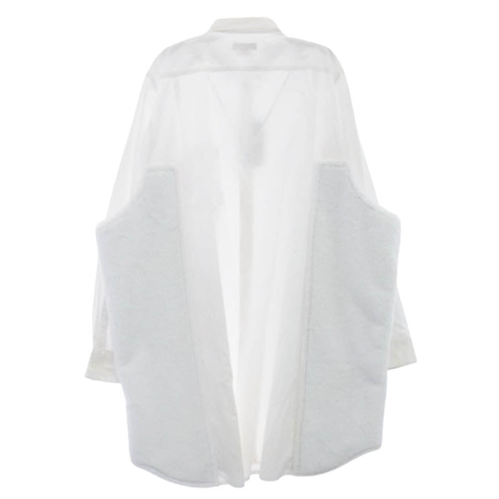 COMME des GARCONS HOMME PLUS コムデギャルソンオムプリュス AD2018 PB-B015 ファー切替 ボアサイドパネルデザイン オーバーサイズ ロング 長袖 シャツ ホワイト系 M【中古】