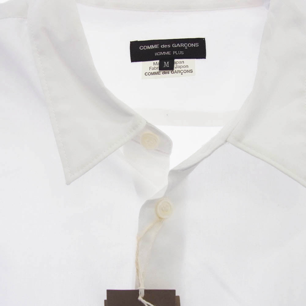 COMME des GARCONS HOMME PLUS コムデギャルソンオムプリュス AD2018 PB-B015 ファー切替 ボアサイドパネルデザイン オーバーサイズ ロング 長袖 シャツ ホワイト系 M【中古】