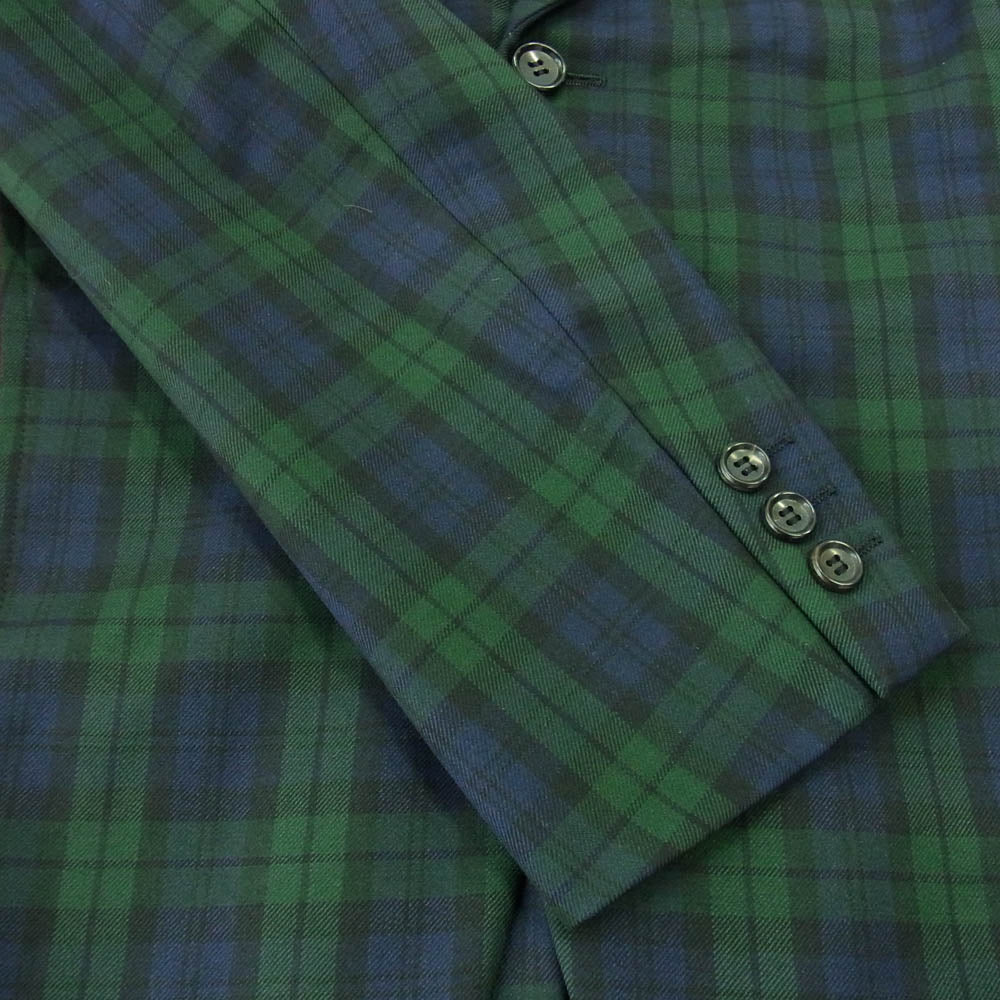 COMME des GARCONS HOMME PLUS コムデギャルソンオムプリュス 18SS AD2017 PA-J026 燕尾 田素材切替 裏使い チェック柄 ロング ジャケット コート モスグリーン系 マルチカラー系 S【中古】