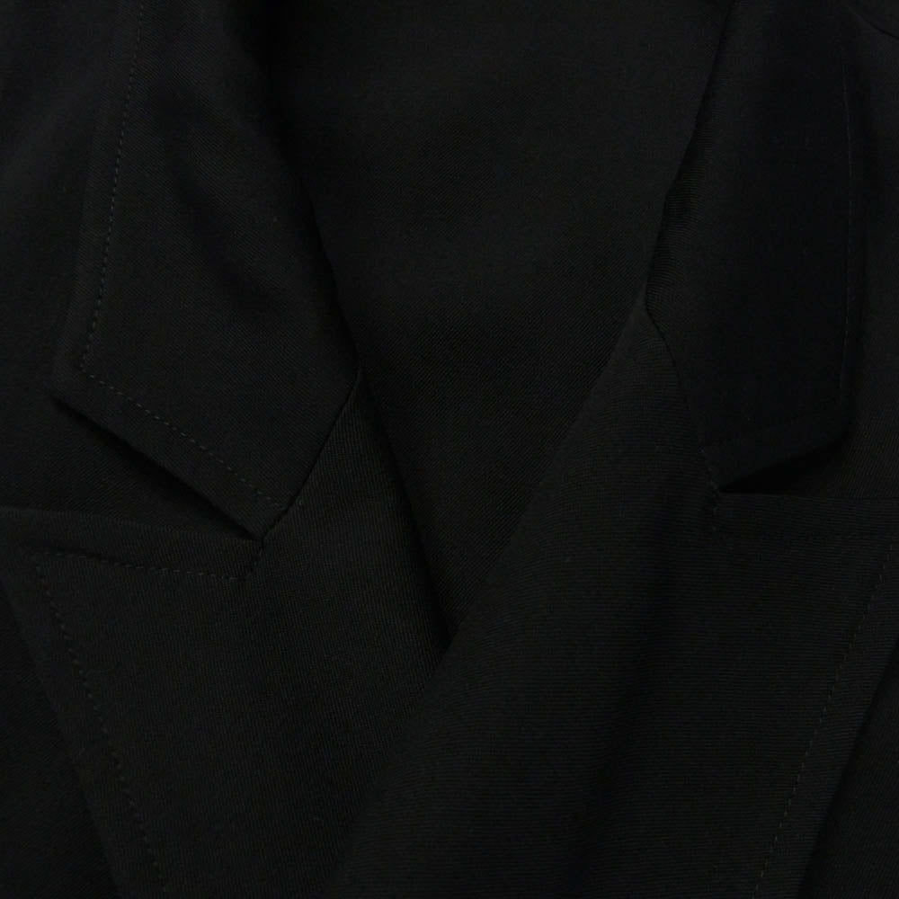 Yohji Yamamoto POUR HOMME ヨウジヤマモトプールオム 17SS HD-D10-100 100番ウールギャバジン シワギャバ 袈裟 ピークドラペル アシンメトリー ラップ ロング ジャケット ブラック系 2【中古】