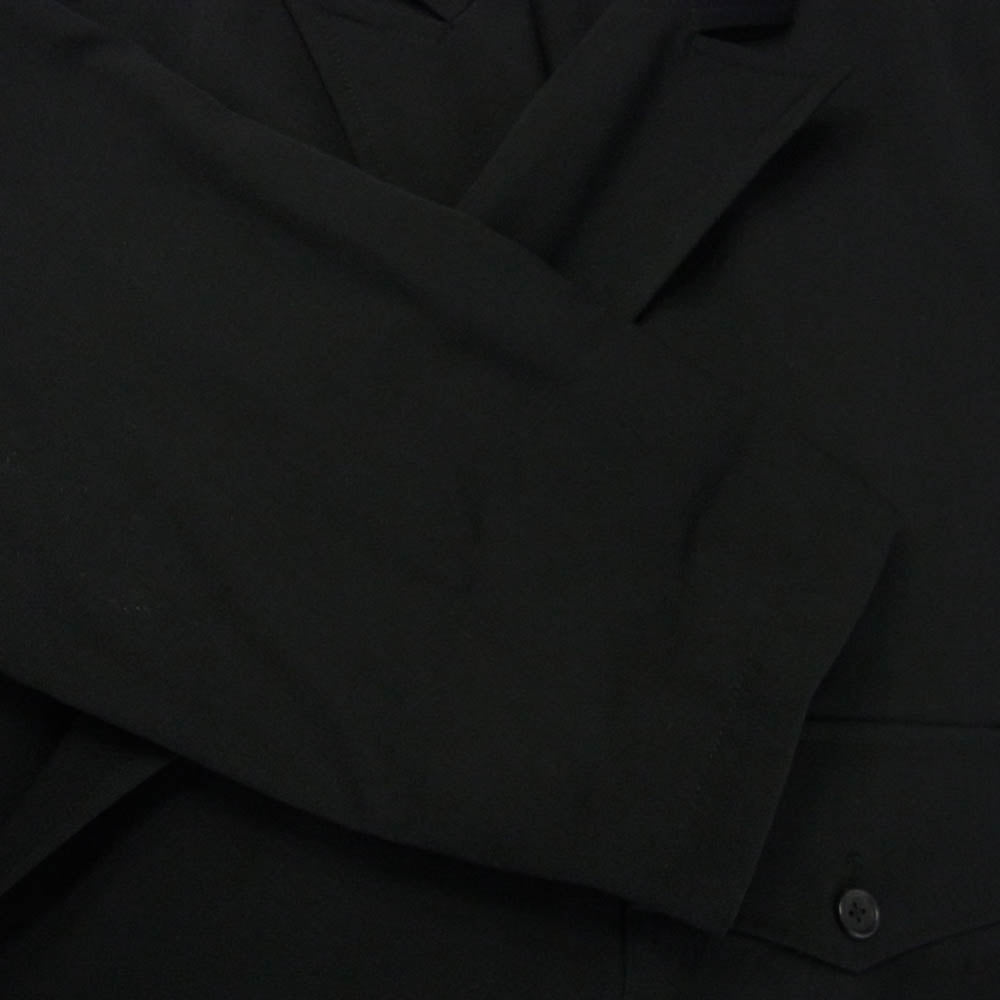 Yohji Yamamoto POUR HOMME ヨウジヤマモトプールオム 17SS HD-D10-100 100番ウールギャバジン シワギャバ 袈裟 ピークドラペル アシンメトリー ラップ ロング ジャケット ブラック系 2【中古】