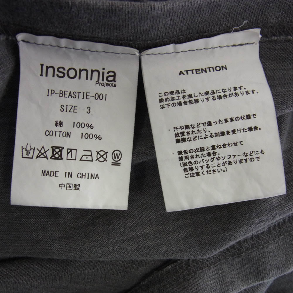 Insonnia Projects インソニアプロジェクト 23SS BEASTIE BOYS CHECK YOUR HEAD PHOTO TEE ビースティ ボーイズ チェック ユア ヘッド プリント 半袖 Tシャツ グレー系 3【中古】