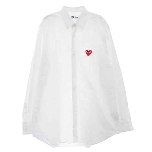 PLAY COMME des GARCONS プレイコムデギャルソン AZ-B002 ハート ワッペン 長袖 シャツ ホワイト系 L【中古】