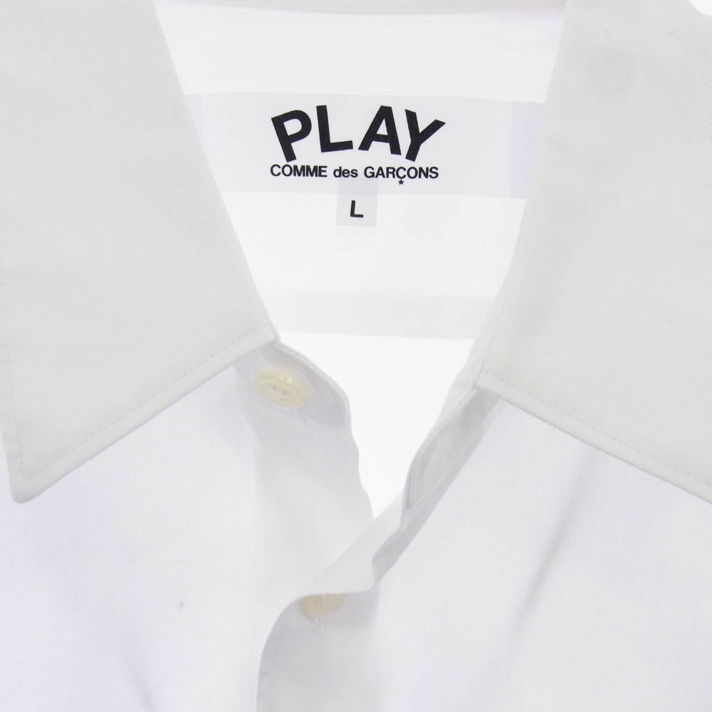PLAY COMME des GARCONS プレイコムデギャルソン AZ-B002 ハート ワッペン 長袖 シャツ ホワイト系 L【中古】