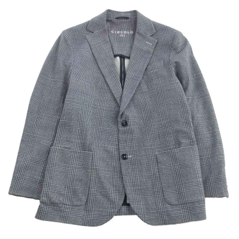 CIRCOLO1901 チルコロ1901 CN4328B コットン ジャージ チェック テーラード ジャケット グレー系 ホワイト系 52【中古】