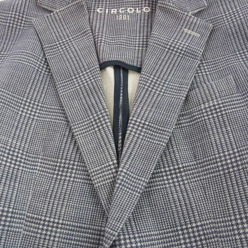 CIRCOLO1901 チルコロ1901 CN4328B コットン ジャージ チェック テーラード ジャケット グレー系 ホワイト系 52【中古】