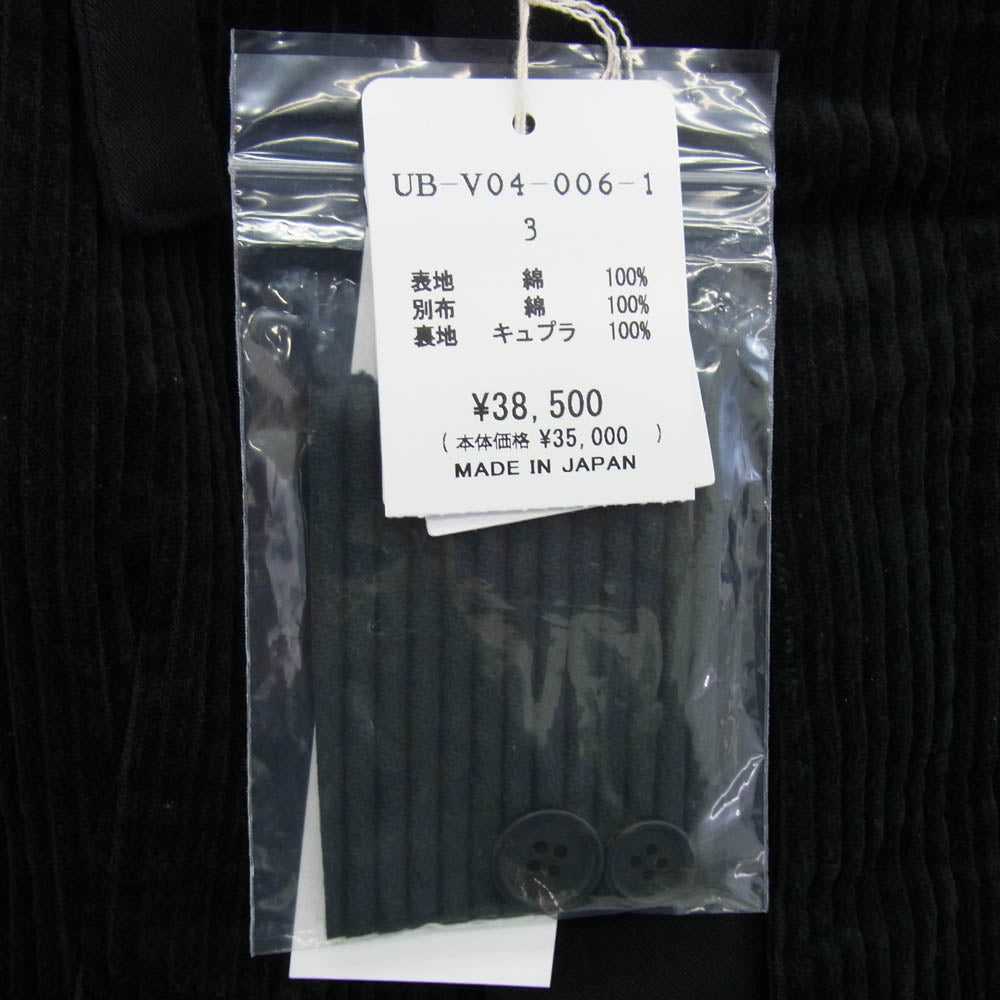 Y's Yohji Yamamoto ワイズ ヨウジヤマモト UB-V04-006-1-03 6W SOCCER CORDUROY STAND COLLAR VEST コーデュロイ ベスト ブラック系 3【中古】