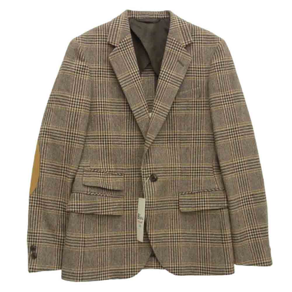 BEAMS ビームス bming by beams ウール チェック 1B テーラード ジャケット ブラウン系 マルチカラー系 44【極上美品】【中古】