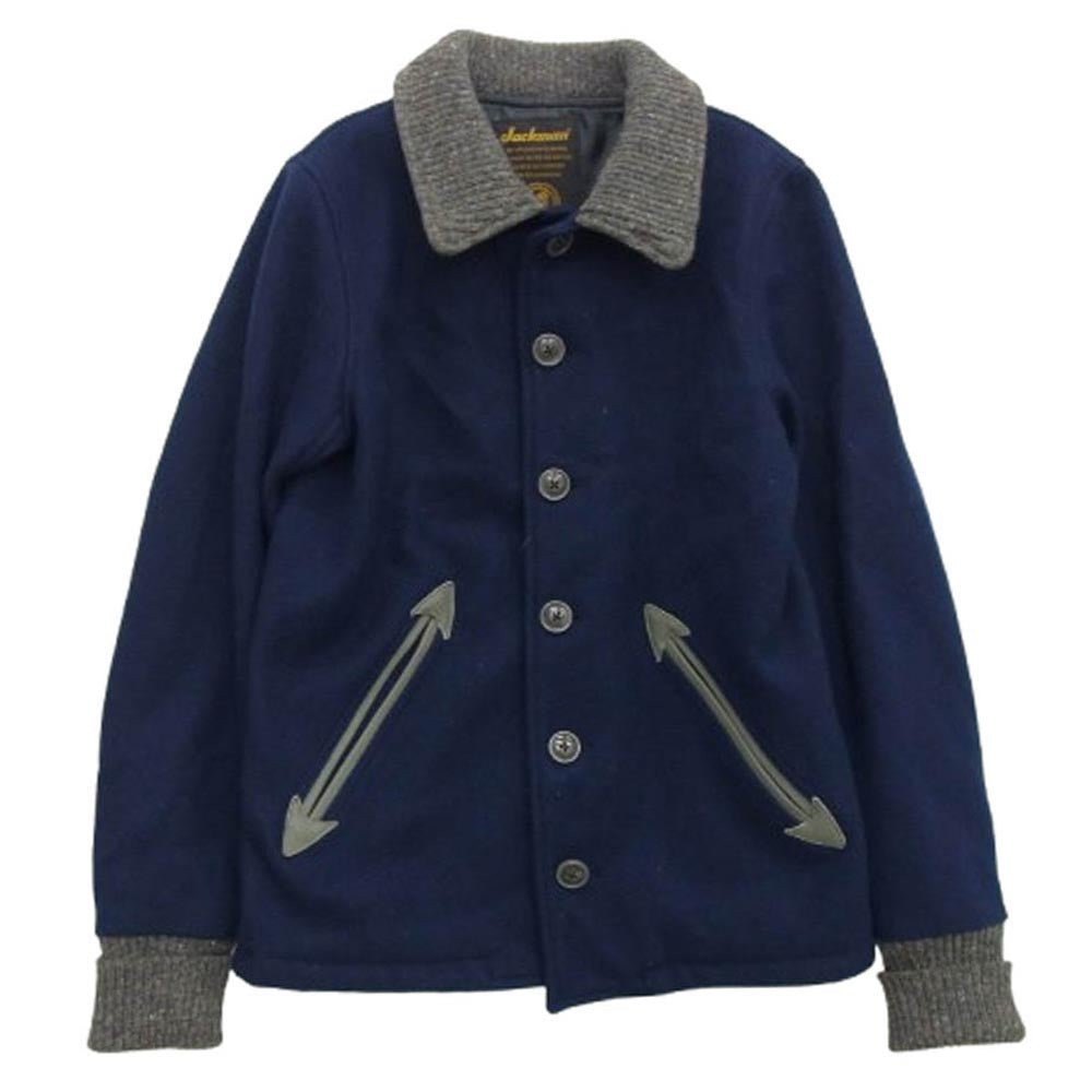 ジャックマン JM8006 USA Award Jacket USA製 アワードジャケット メルトン ジャケット スタジャン ネイビー系 ブルー系 ネイビー系 S【中古】