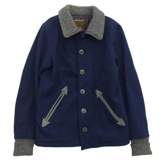 ジャックマン JM8006 USA Award Jacket USA製 アワードジャケット メルトン ジャケット スタジャン ネイビー系 ブルー系 ネイビー系 S【中古】