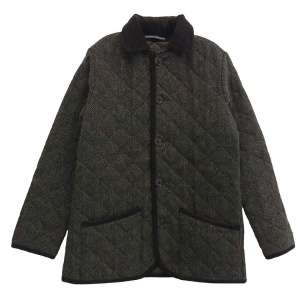 Traditional Weatherwear トラディショナルウェザーウェア ヘリンボーン ツイード 襟付き キルティング 中綿 ジャケット ブラウン系 36【中古】