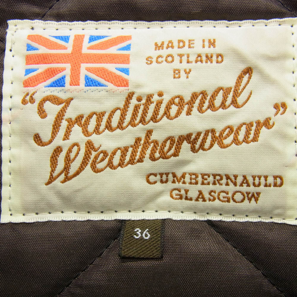 Traditional Weatherwear トラディショナルウェザーウェア ヘリンボーン ツイード 襟付き キルティング 中綿 ジャケット ブラウン系 36【中古】