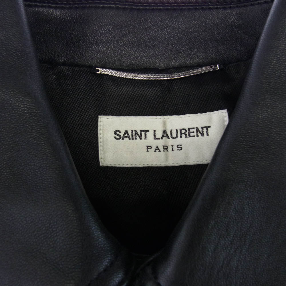 SAINT LAURENT サンローラン 21SS 529949 YC2OC ラムレザー トラッカー ジャケット ブラック系 50【中古】
