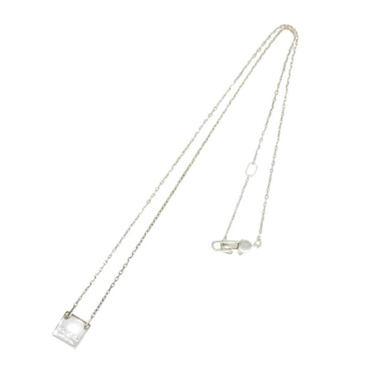 GUCCI グッチ ロゴ刻印 スクエア プレート ネックレス シルバー系 ゴールド系【中古】