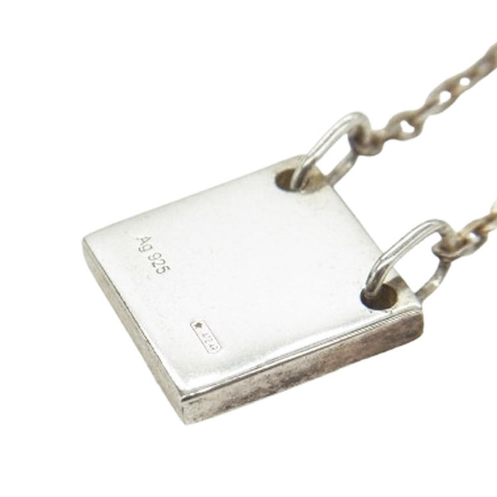 GUCCI グッチ ロゴ刻印 スクエア プレート ネックレス シルバー系 ゴールド系【中古】