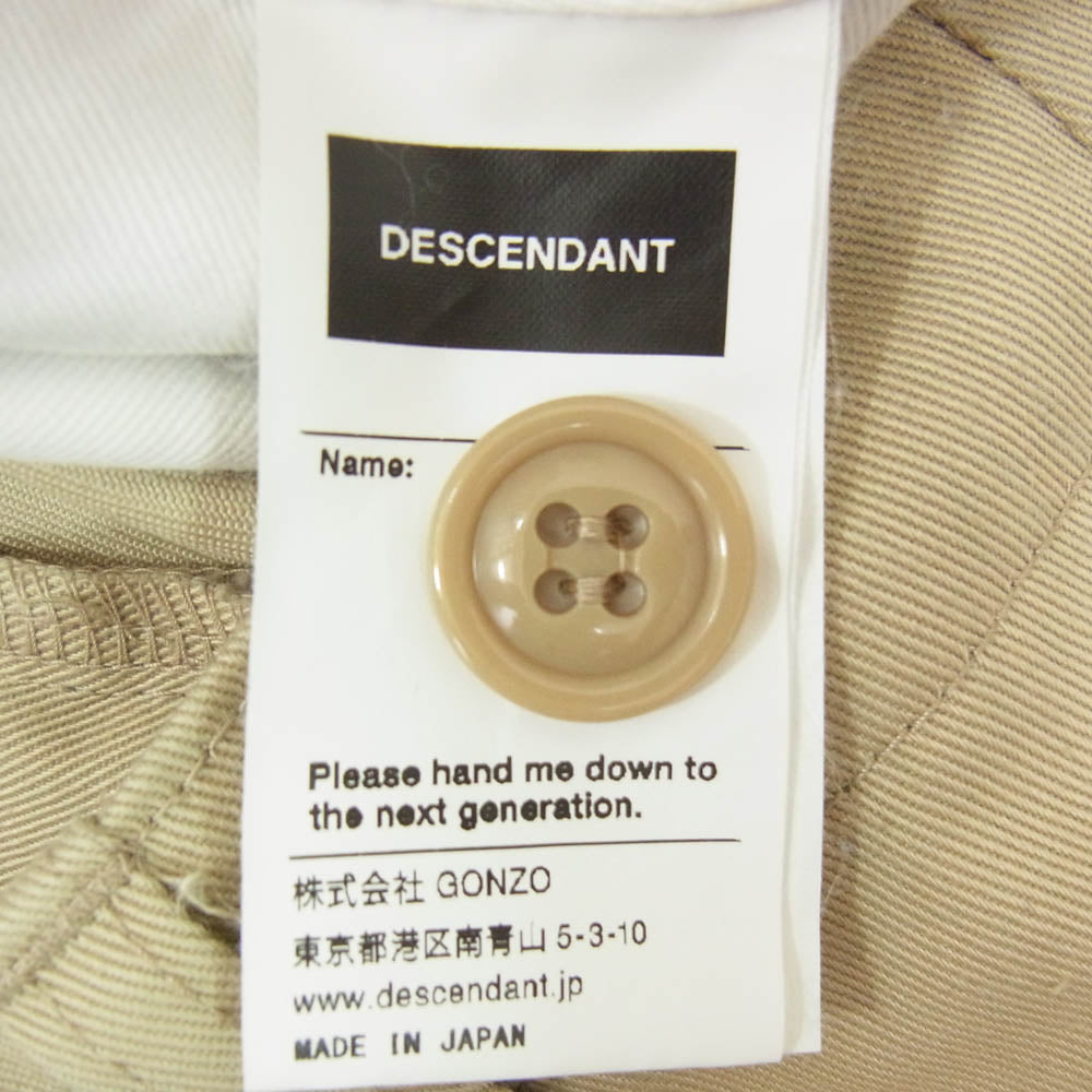 DESCENDANT ディセンダント 251CPDS-PTM01 DC-6 ORGANIC COTTON TWILL TROUSERS トラウザーズ チノ パンツ ベージュ系 2【中古】