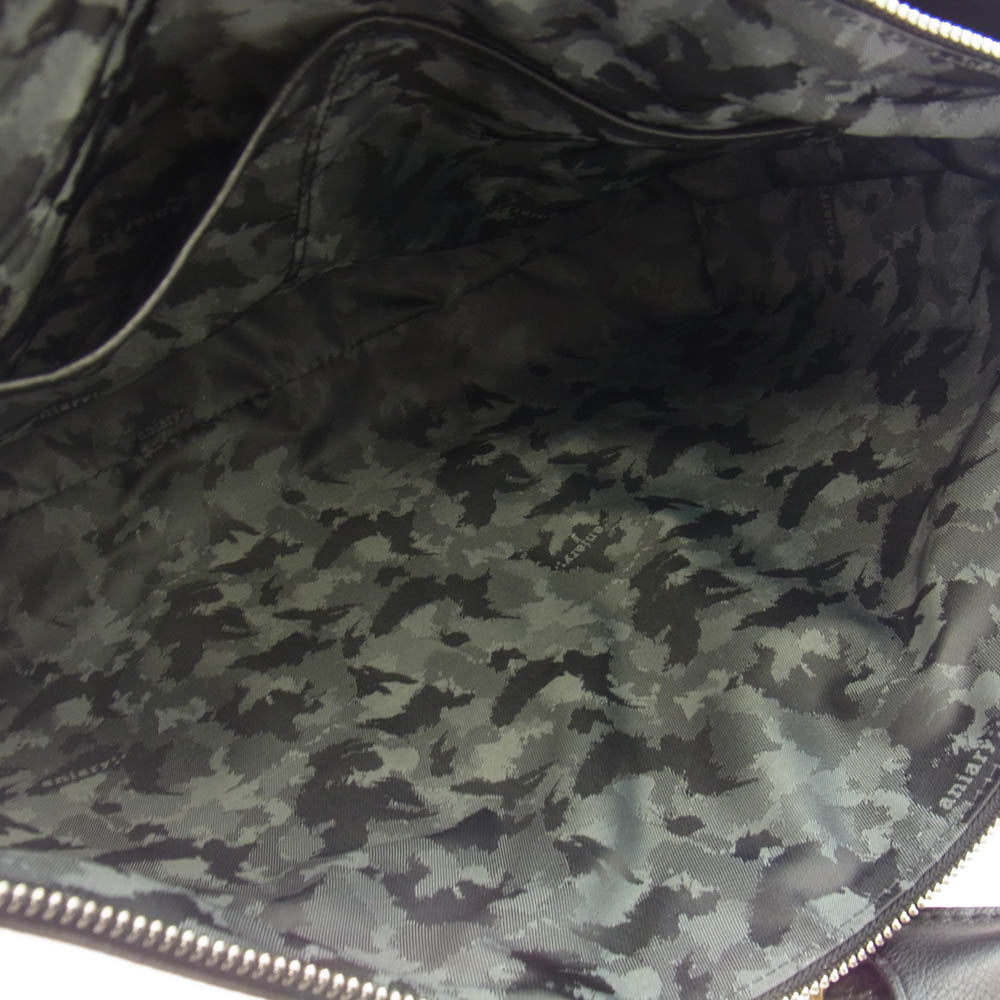 aniary アニアリ 07-01005 Shrink Leather レザー ブリーフケース ビジネスバッグ ブラック系【新古品】【未使用】【中古】