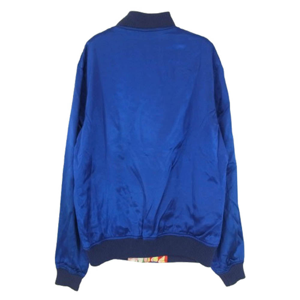 WACKO MARIA ワコマリア ロゴ刺繍 総柄 スカル フラワー リバーシブル スーベニア ジャケット スカジャン ブルー系 M【中古】