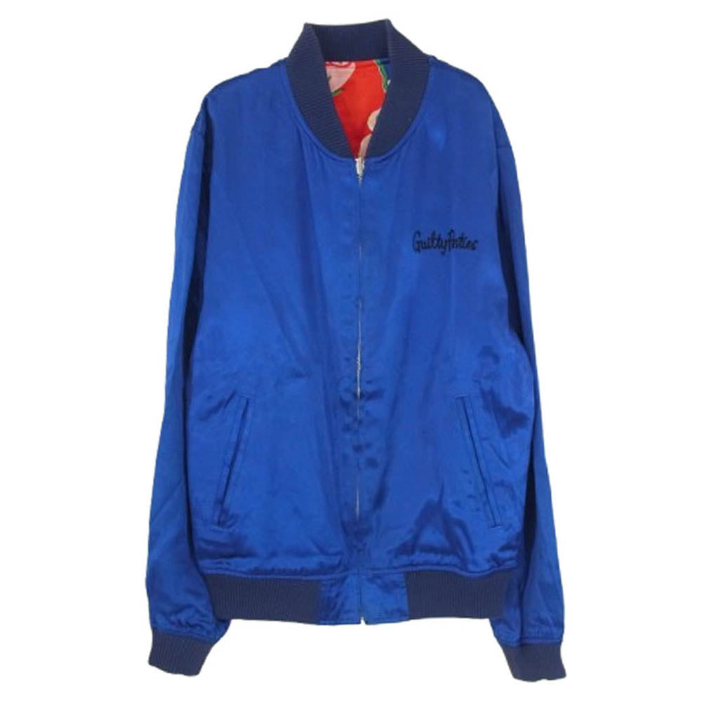 WACKO MARIA ワコマリア ロゴ刺繍 総柄 スカル フラワー リバーシブル スーベニア ジャケット スカジャン ブルー系 M【中古】