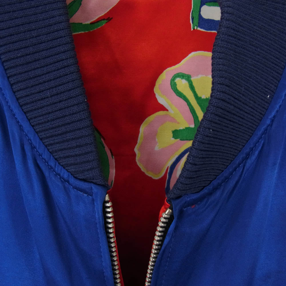 WACKO MARIA ワコマリア ロゴ刺繍 総柄 スカル フラワー リバーシブル スーベニア ジャケット スカジャン ブルー系 M【中古】