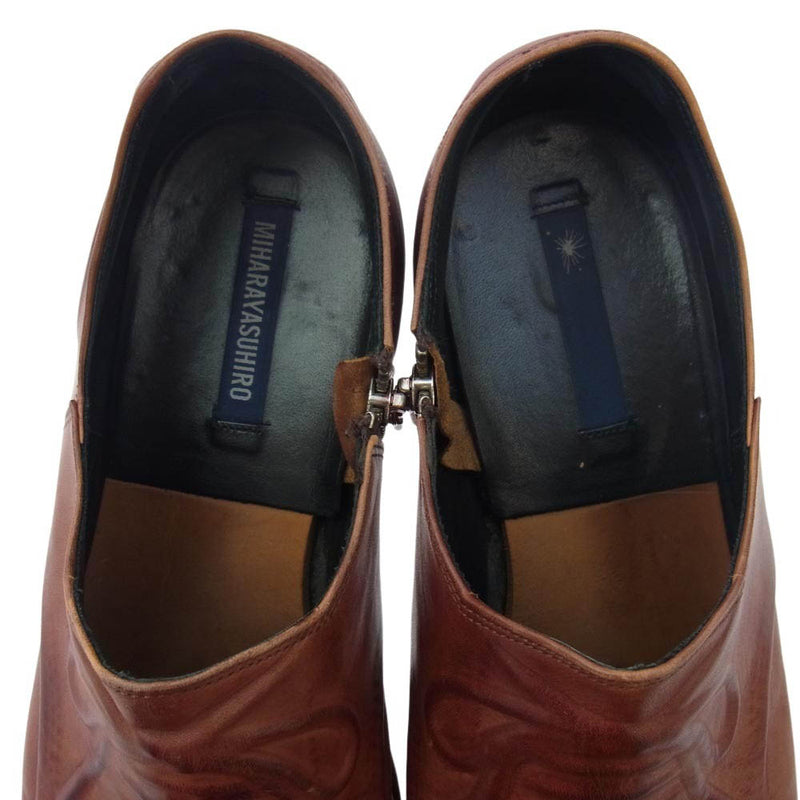 MIHARA YASUHIRO ミハラヤスヒロ 炙り出し ジップ 短靴 レザー