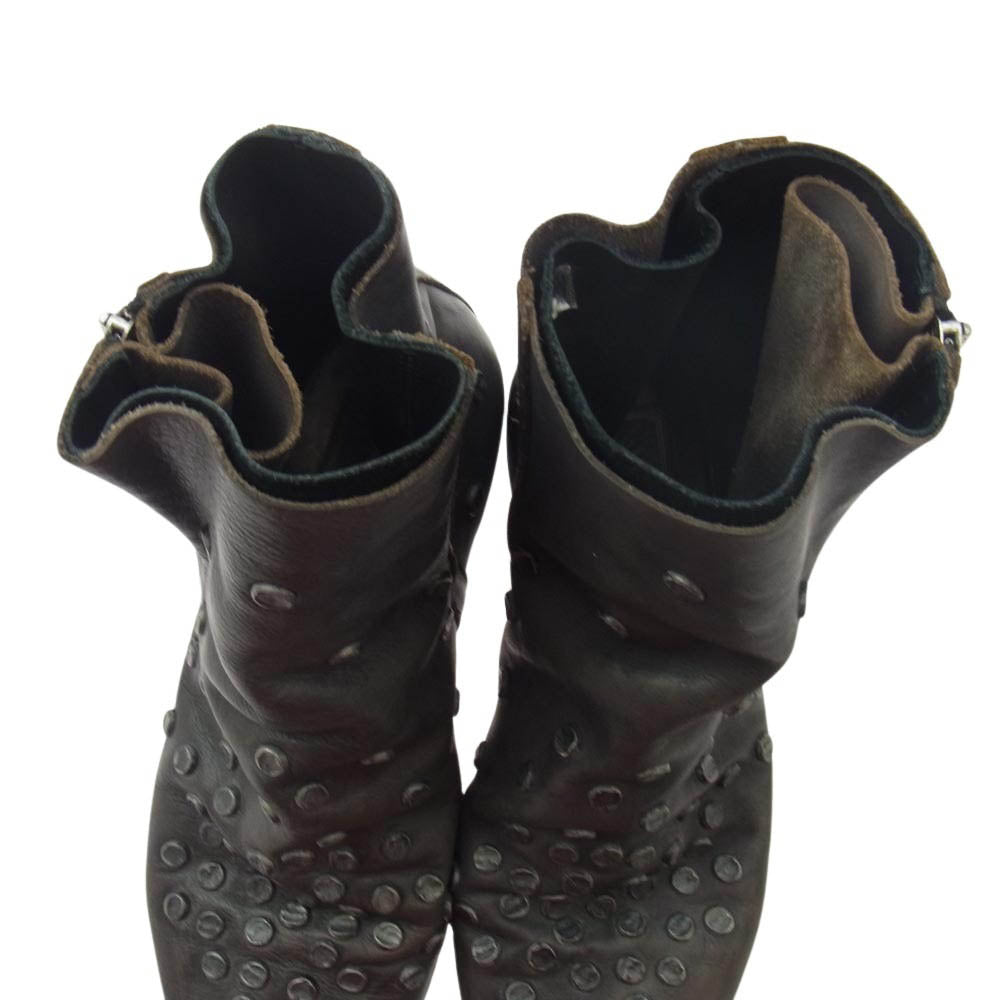 MIHARA YASUHIRO ミハラヤスヒロ スタッズレザーブーツ ブラウン系 ダークブラウン系 27cm【中古】