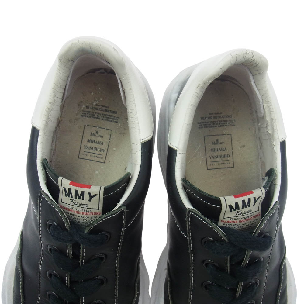 MIHARA YASUHIRO ミハラヤスヒロ A06fw702 Maison MIHARA YASUHIRO メゾン ミハラヤスヒロ BLAKEY ブレイキー レザー スニーカー ブラック系 ホワイト系 45【中古】